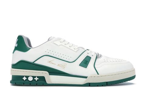 louis vuitton trainer white green|Louis Vuitton beige white trainer.